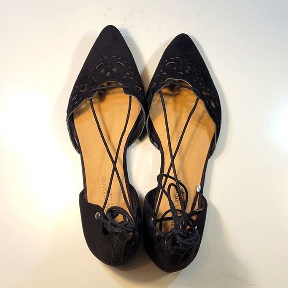 CHRISTIAN SIRIANO SUEDE LACE UP CUT OUT POINTED TOE FLAT SHOE - Picture 11 of 16